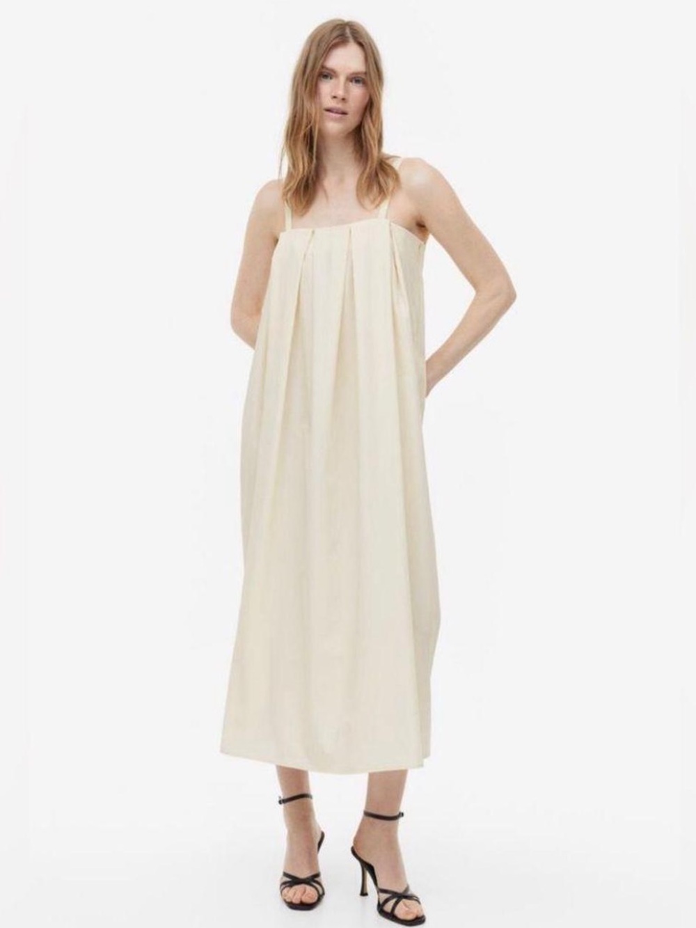 H&M | Pleated Maxi Dress in Cream